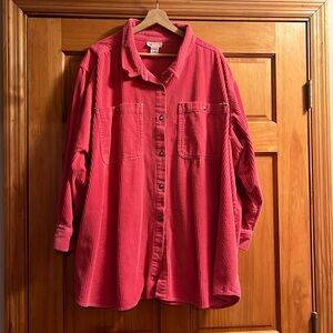 Roaman's Vibrant Pink Corduroy Shirt